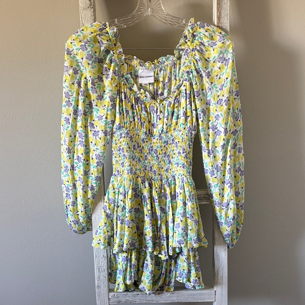 Floral Smocked Romper with Ruffle Details